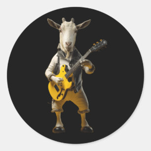Goat Playing Guitar Goat Musician Guitarist Marchi Classic Round Sticker