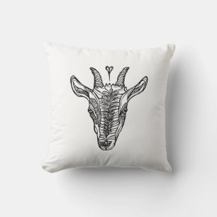 Goat Portrait with Heart Throw Pillow