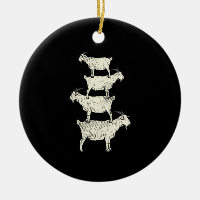 Goat Retro Ceramic Ornament (Front)