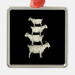 Goat Retro  Metal Ornament