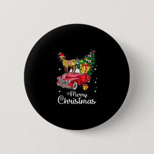 Goat Rides Red Car Christmas 6 Cm Round Badge