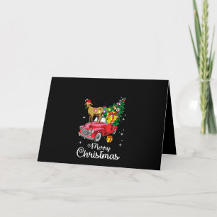 Goat Rides Red Car Christmas Card