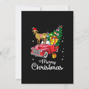 Goat Rides Red Car Christmas Invitation