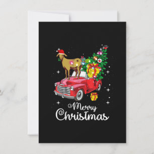 Goat Rides Red Car Christmas Invitation