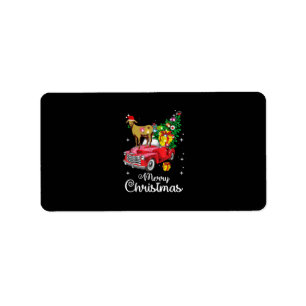 Goat Rides Red Car Christmas Label