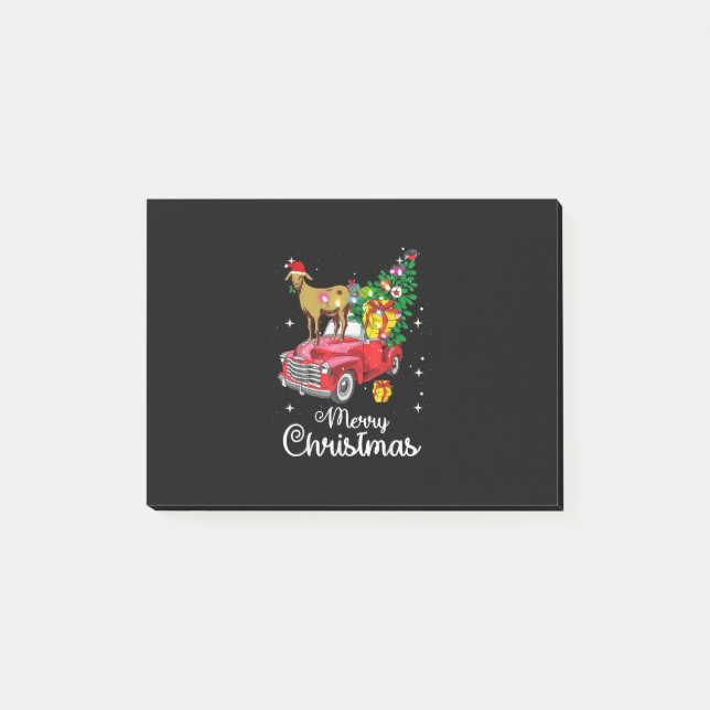 Goat Rides Red Car Christmas Post-it Notes (Front)
