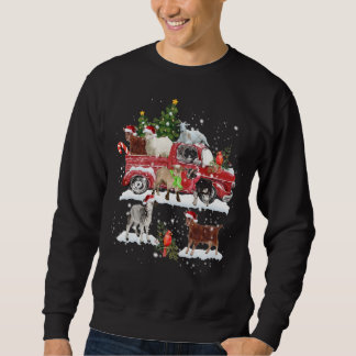 Goat Riding Red Truck Merry Christmas Farmer Sweatshirt