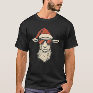 Goat Santa Hat Funny Cute Farm Animal Farmer Chris T-Shirt