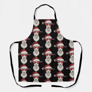 Goat Santa Hat Funny Cute Farm Animal Farmer Xmas Apron
