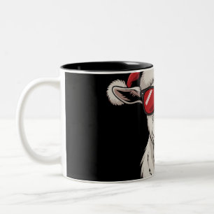 Goat Santa Hat Funny Cute Farm Animal Farmer Xmas Two-Tone Coffee Mug