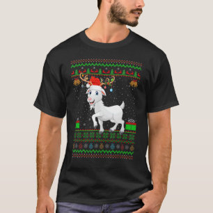 Goat Santa Hat Matching Ugly Goat Christmas T-Shirt
