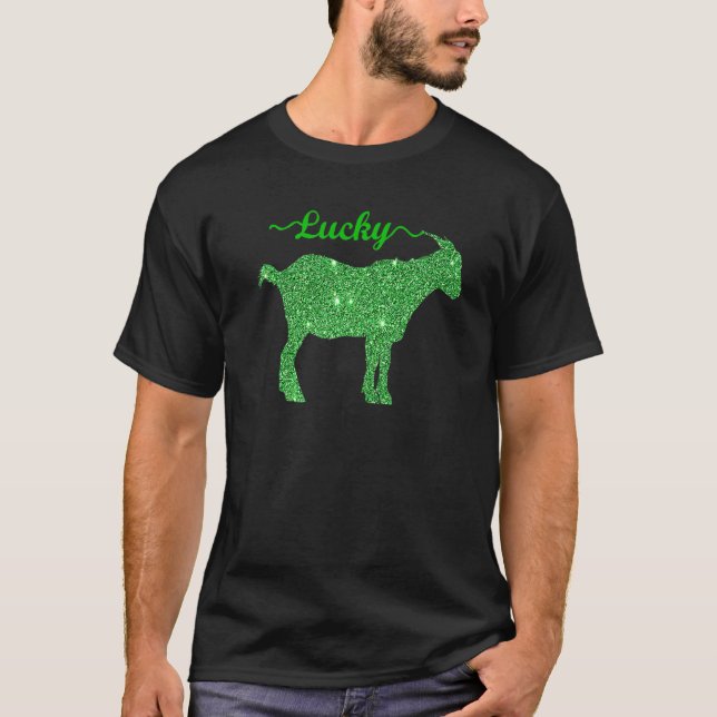 Goat Shamrock Goat Lucky St Patricks Day T-Shirt (Front)