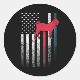Goat Sheep Farm Farmer 4th of July American Flag Classic Round Sticker