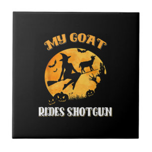 Goat Shotgun Scary Halloween Ceramic Tile