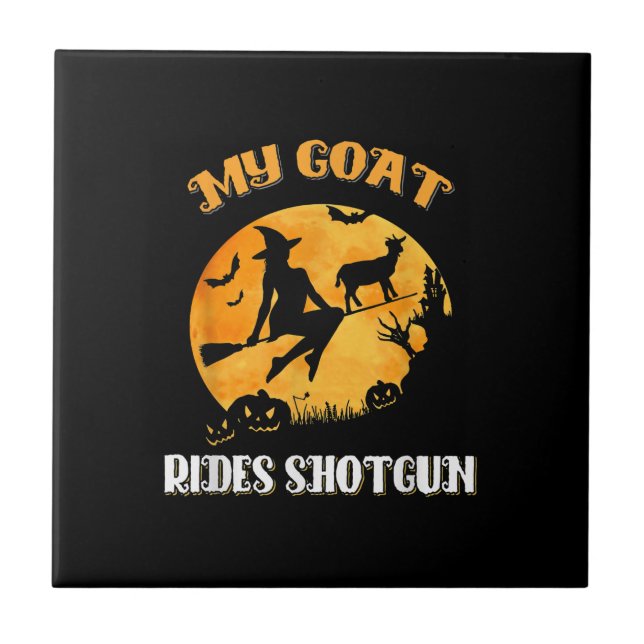 Goat Shotgun Scary Halloween Ceramic Tile (Front)