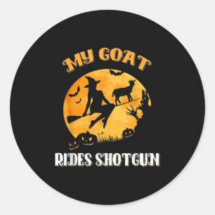 Goat Shotgun Scary Halloween Classic Round Sticker