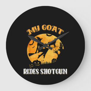 Goat Shotgun Scary Halloween Large Clock