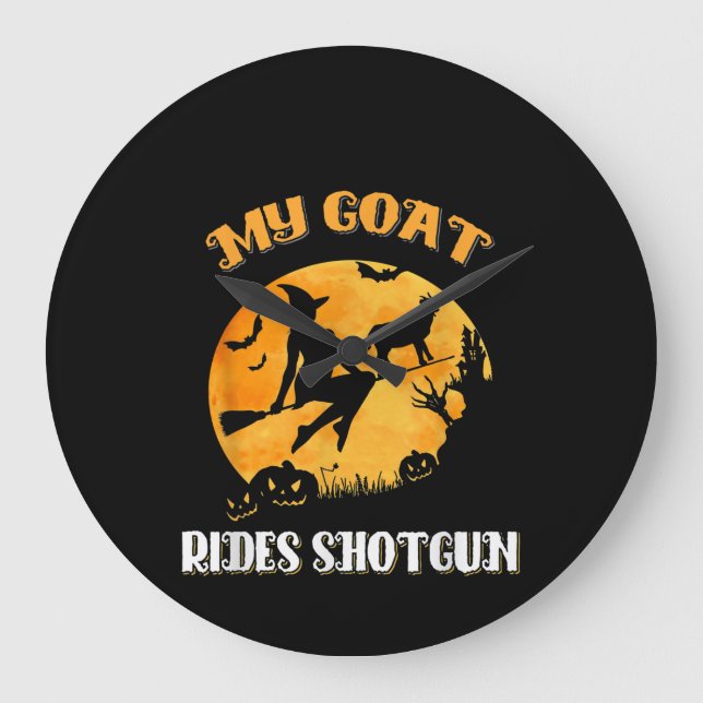 Goat Shotgun Scary Halloween Large Clock (Front)