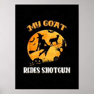 Goat Shotgun Scary Halloween Poster