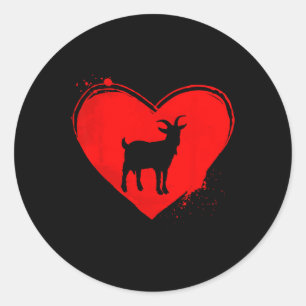 Goat Silhouette Heart Shape Valentine Goat Lovers Classic Round Sticker