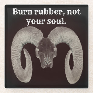 Goat Skull Face ,and Personalised Glass Coaster