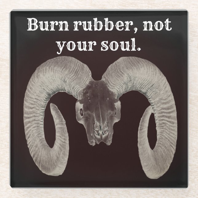 Goat Skull Face ,and Personalised Glass Coaster (Front)