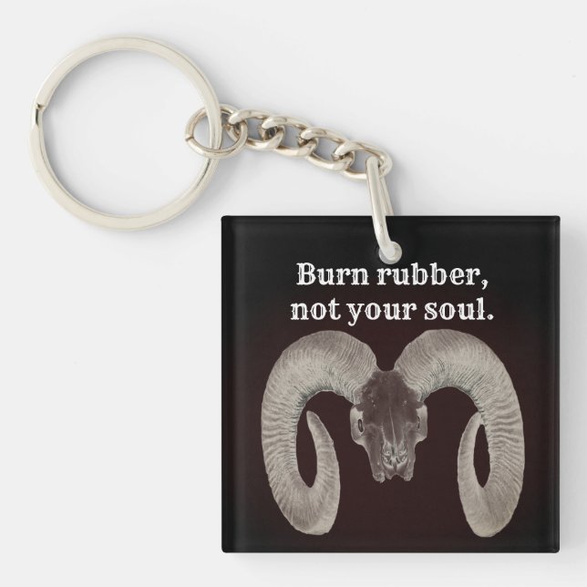 Goat Skull Face ,and Personalised Key Ring (Front)