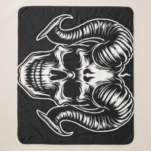 Goat Skull Head Sherpa Blanket
