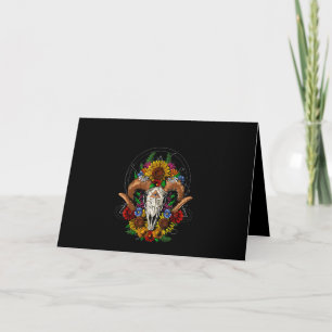 Goat Skull Psychedelic Sunflowers Card