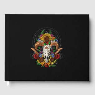 Goat Skull Psychedelic Sunflowers Guest Book