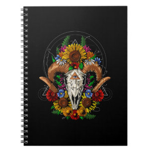 Goat Skull Psychedelic Sunflowers Notebook