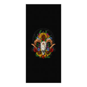 Goat Skull Psychedelic Sunflowers Rack Card