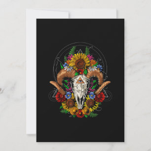 Goat Skull Psychedelic Sunflowers Save The Date