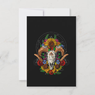 Goat Skull Psychedelic Sunflowers Thank You Card