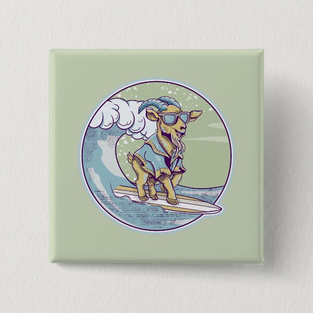 Goat Surfing 15 Cm Square Badge (Front)