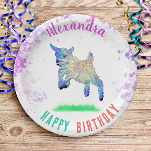 Goat Themed Birthday Party Colourful Paper Plate