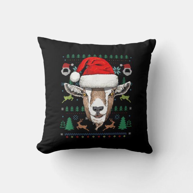 Goat Ugly Christmas Santa Xmas Gift Cushion (Front)