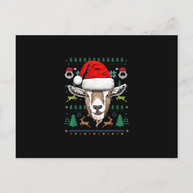 Goat Ugly Christmas Santa Xmas Gift Holiday Postcard (Front)