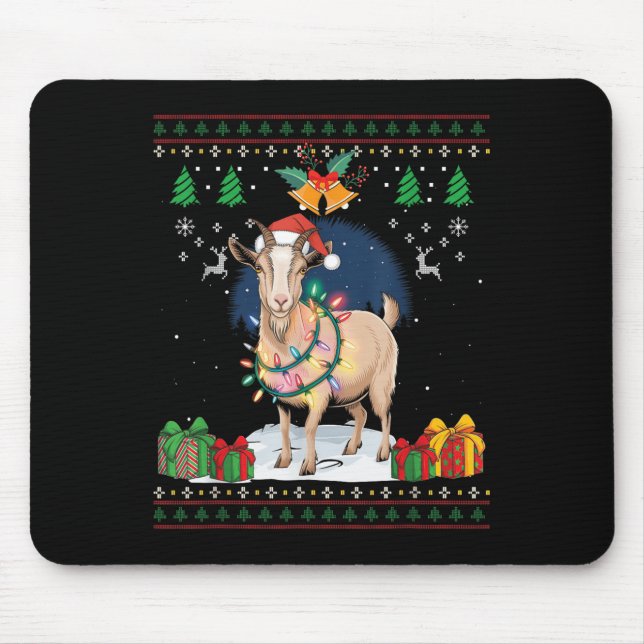 Goat Ugly Christmas Sweater Goat Lover Farmer Xmas Mouse Pad (Front)