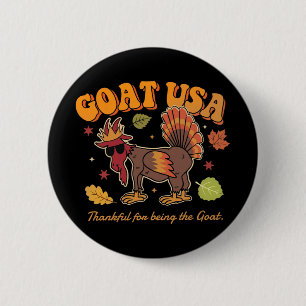 Goat Usa Thankful For Being The Goat Funny Thanksg 6 Cm Round Badge