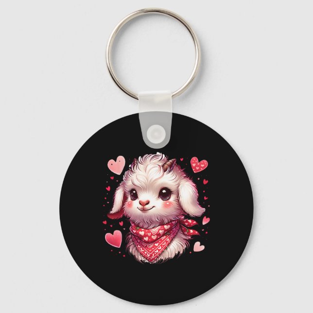 Goat Valentine Hearts  Key Ring (Front)