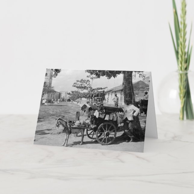 Goat Wagon Peddler, Cuba: 1920 Card (Front)