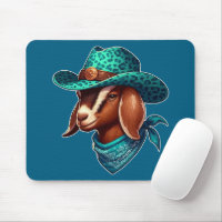 Goat Wearing a Stylish Cowboy Hat and Bandanna