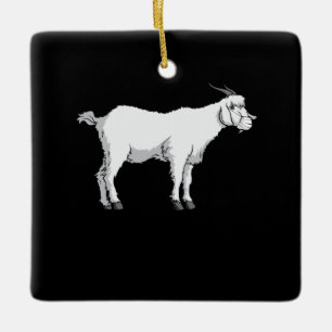 Goat Wearing Medical Face Mask Ceramic Ornament