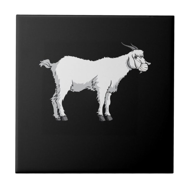 Goat Wearing Medical Face Mask Ceramic Tile (Front)