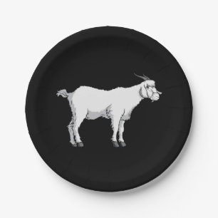Goat Wearing Medical Face Mask Paper Plate