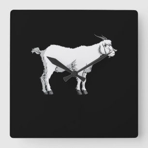 Goat Wearing Medical Face Mask Square Wall Clock