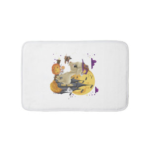 Goat Witch Broom Pumpkin Halloween Costume Bath Mat