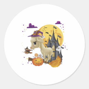 Goat Witch Broom Pumpkin Halloween Costume Classic Round Sticker