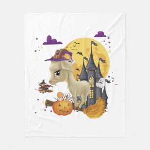 Goat Witch Broom Pumpkin Halloween Costume Fleece Blanket